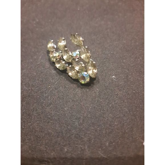 Vintage Clip On Earring Brooch Set Made in Germany Sparkling Rhinestones - Picture 4 of 10